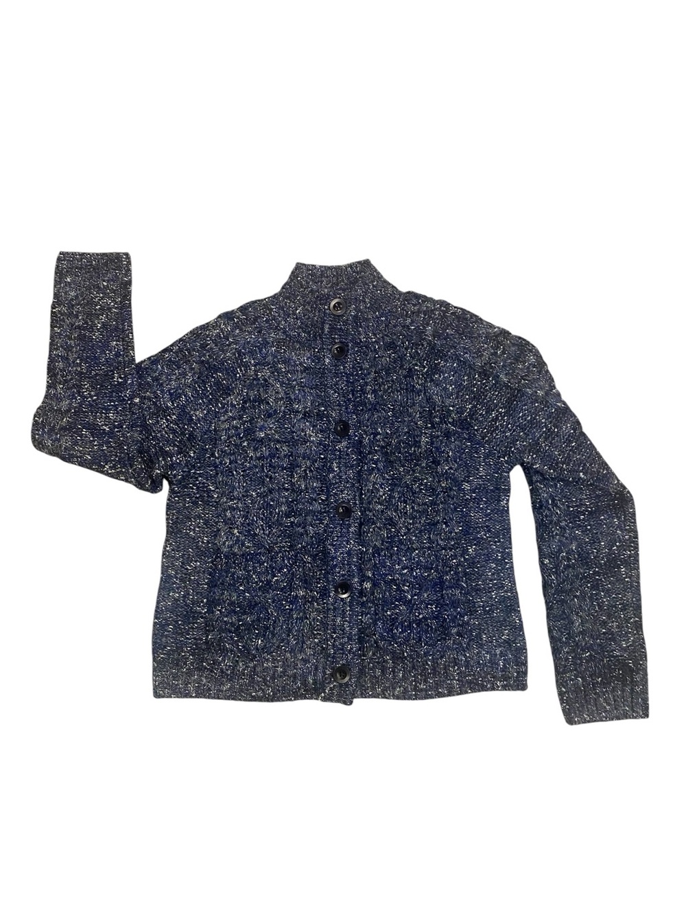 NWT Talbots Blue Metallic Tweed Mockneck Cabin Lake Cozy Classic Sweater Size M - Picture 3 of 13
